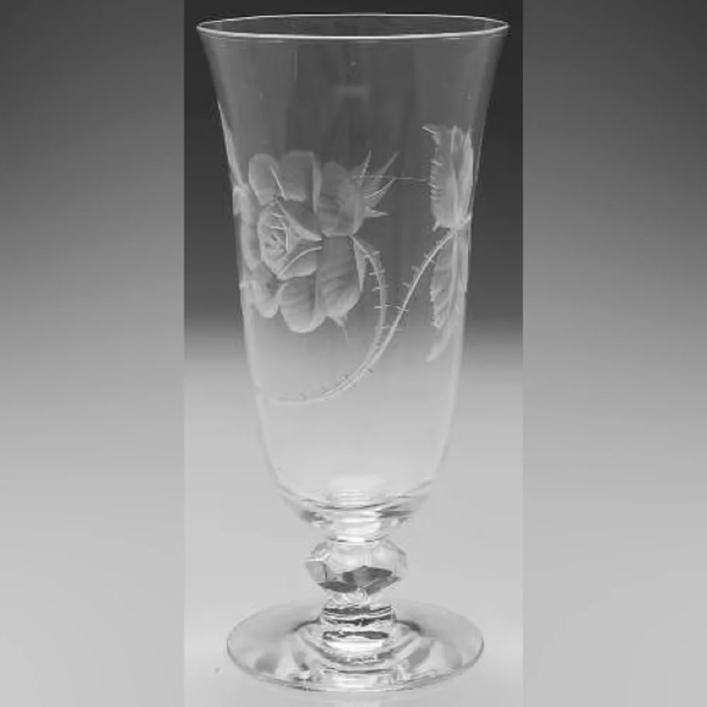 3/ Dolly Madison Rose by HEISEY Stem Iced Tea Footed Tumbler.